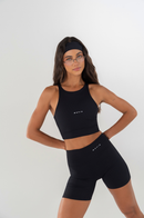 Conjunto Feminino Fitness Top Nadador e Calças - Preto