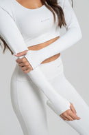 Cropped Manga Longa Fitness Feminino - Neve
