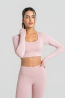 Cropped Manga Longa Fitness Feminino - Pilates