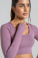 Cropped Manga Longa Fitness Feminino - Encanto