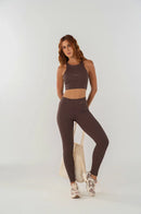 Conjunto Feminino Fitness Top Nadador e Calças - Fondue