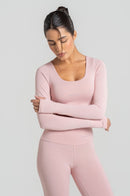 Cropped Manga Longa Fitness Feminino - Pilates