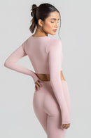 Cropped Manga Longa Fitness Feminino - Pilates