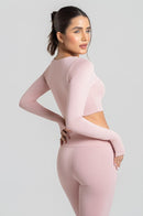 Cropped Manga Longa Fitness Feminino - Pilates