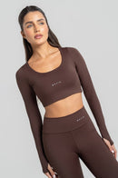 Cropped Manga Longa Fitness Feminino - Fondue