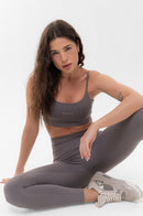 Conjunto Feminino Fitness Básico Calças e Top - Aço