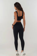 Conjunto Feminino Fitness Top e Calças - Preto