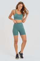 Conjunto Feminino Fitness Básico Shorts e Top - Musgo