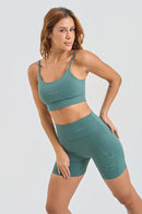 Conjunto Feminino Fitness Básico Shorts e Top - Musgo