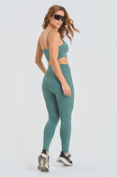 Conjunto Feminino Fitness Básico Top e Calças - Musgo