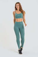 Conjunto Feminino Fitness Básico Top e Calças - Musgo