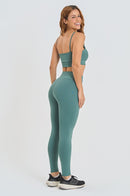 Conjunto Feminino Fitness Básico Top e Calças - Musgo