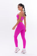 Conjunto Feminino Fitness Básico Calças e Top - Pink Fluor