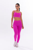 Conjunto Feminino Fitness Básico Calças e Top - Pink Fluor