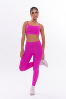 Conjunto Feminino Fitness Básico Calças e Top - Pink Fluor