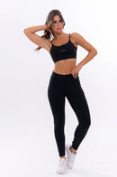 Conjunto Feminino Fitness Básico Calças e Top - Preto