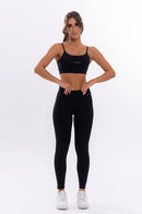 Conjunto Feminino Fitness Básico Calças e Top - Preto