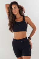 Conjunto Feminino Fitness Top e Calças - Preto