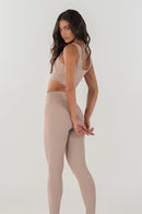 Conjunto Feminino Fitness Top e Calças - Amêndoa