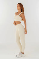 Conjunto Feminino Fitness Top e Calças - Off-White